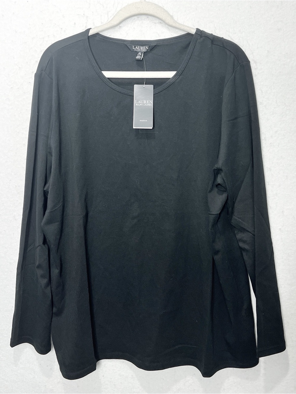Lauren Ralph Lauren NWT Black Long Sleeve Top Size 3X Basic Minimalist Layering